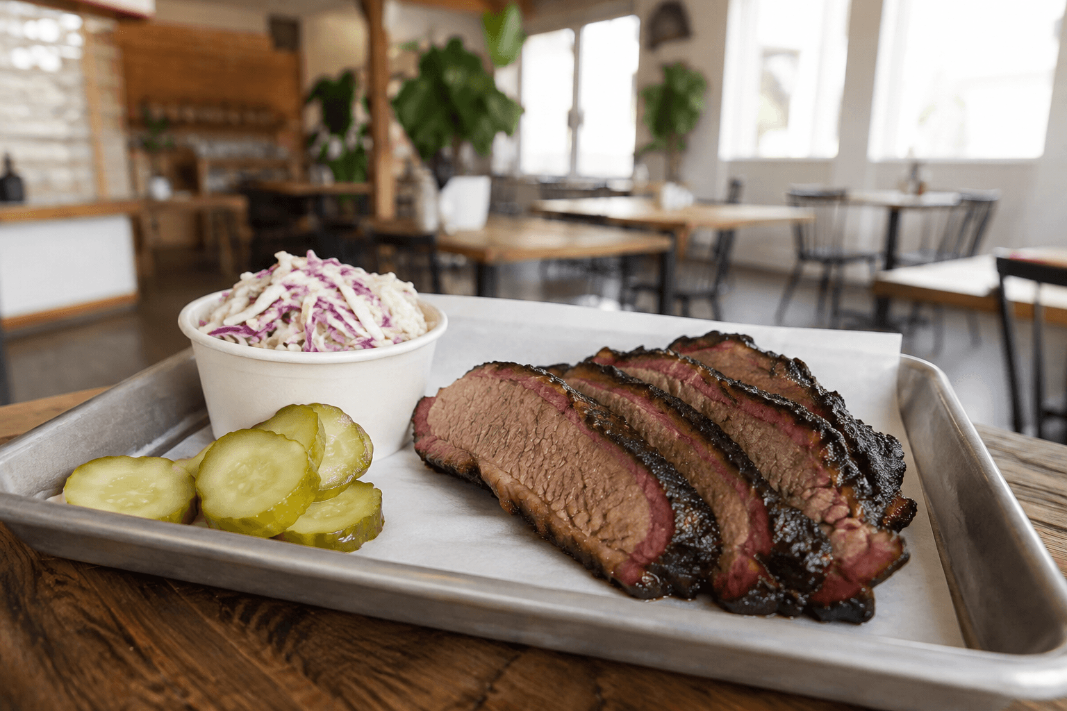 barbecue restaurant food and service setting