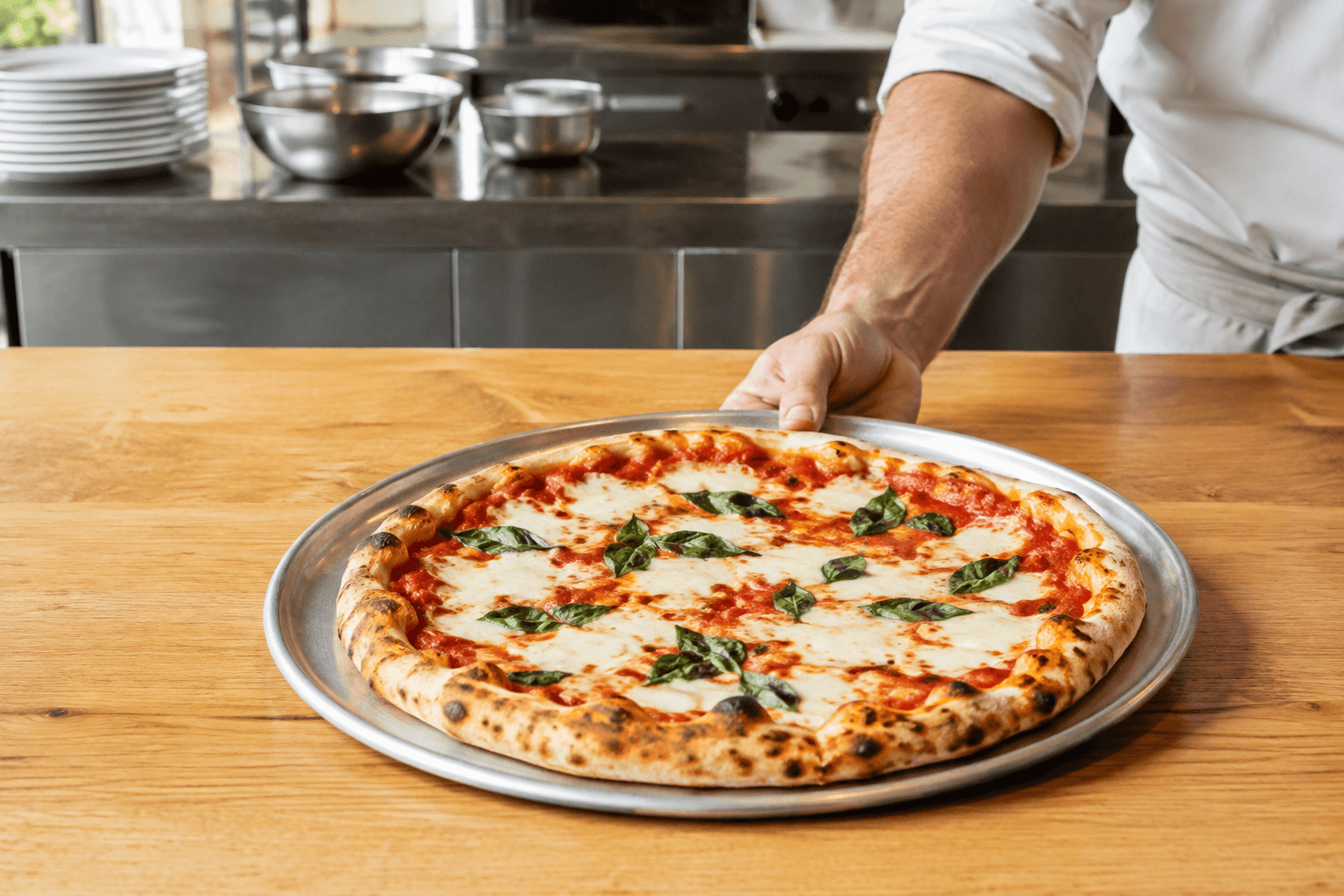 pizza restaurant food and service setting