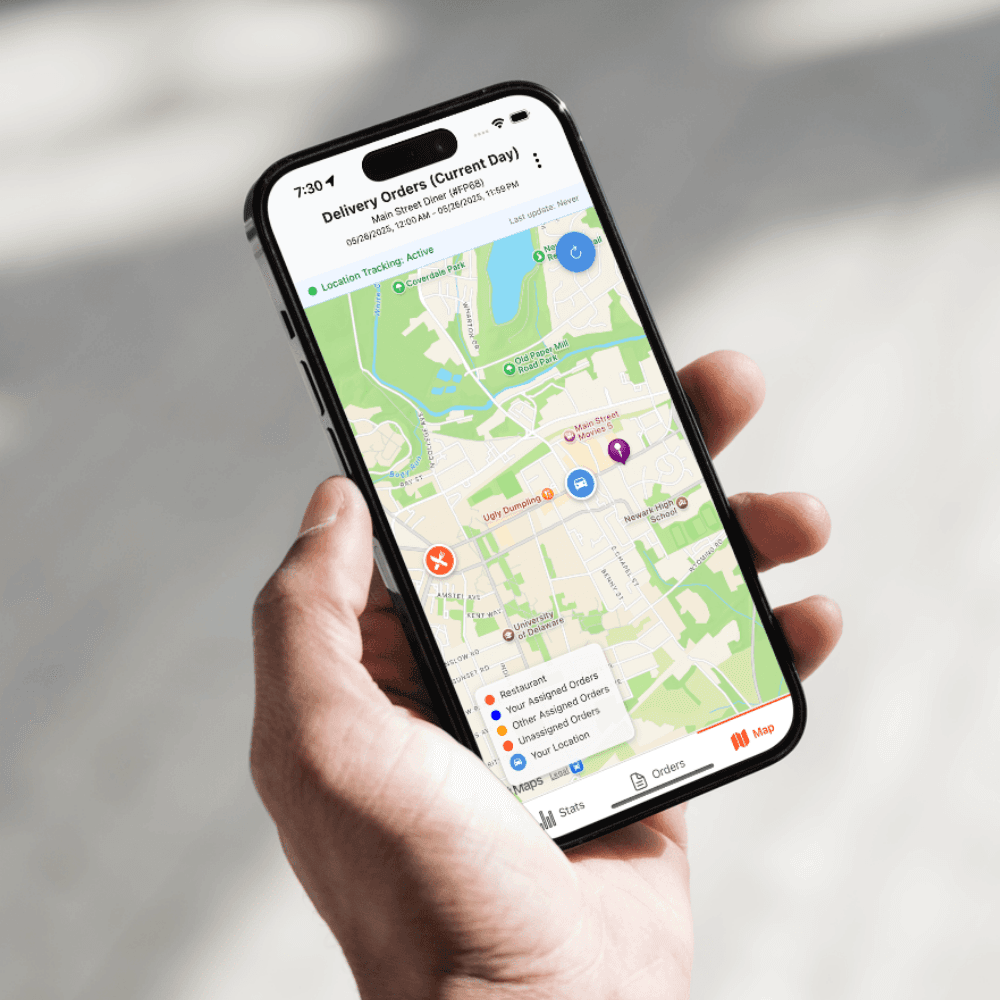 Dinevate Delivery Manager App interface