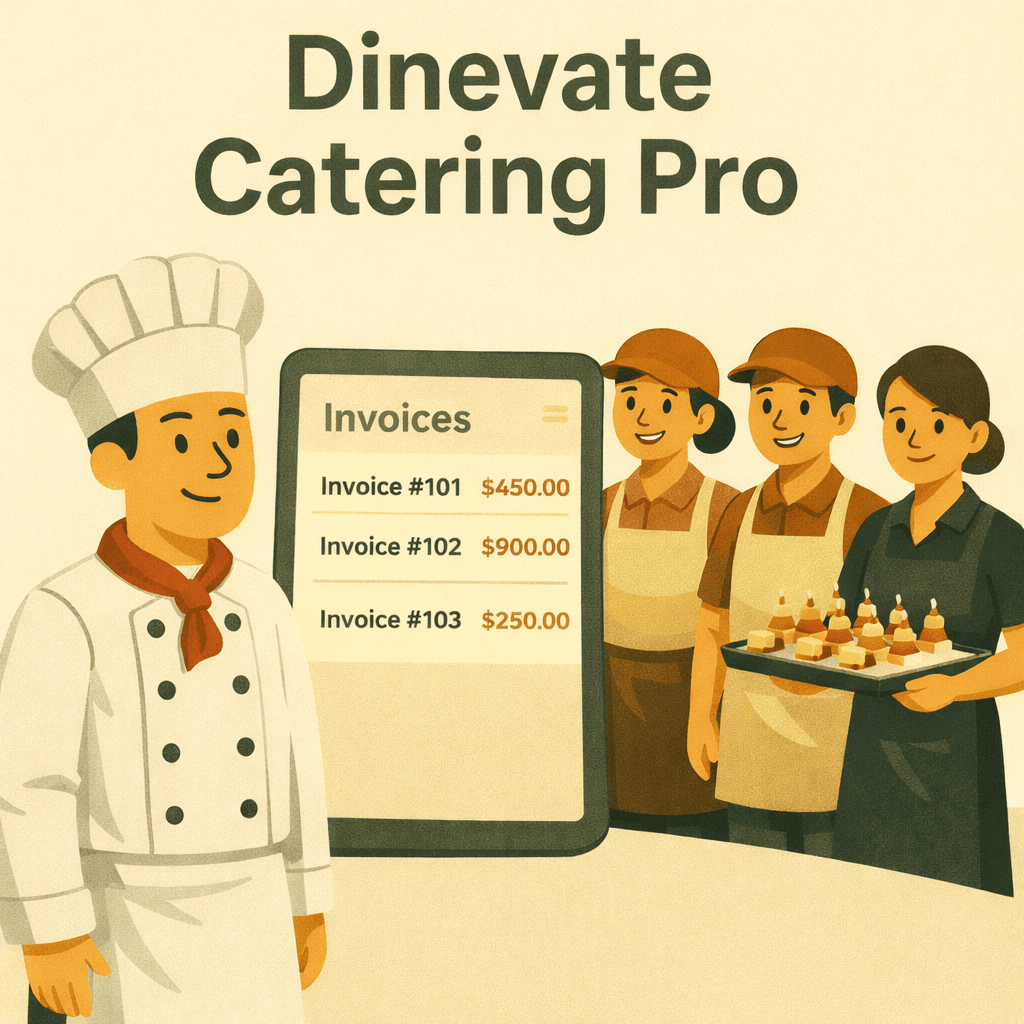 Dinevate Catering Pro dashboard interface