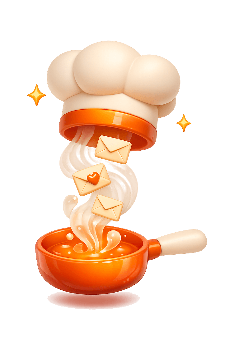 Chef cooking while Dinevate handles email marketing
