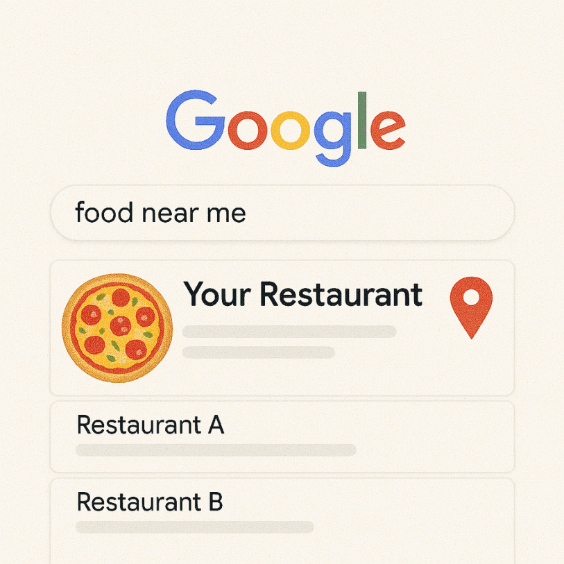 Search results showing local restaurant on Google