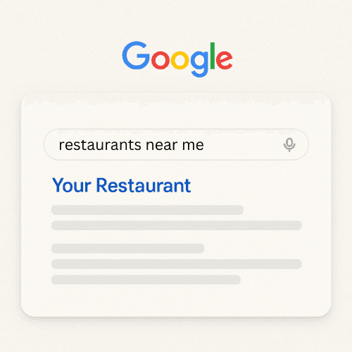Google search results showing your restaurant on top