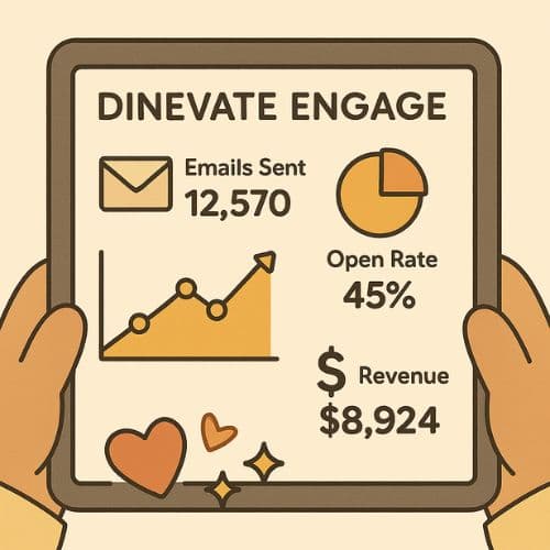 Dinevate showing sales and marketing stats
