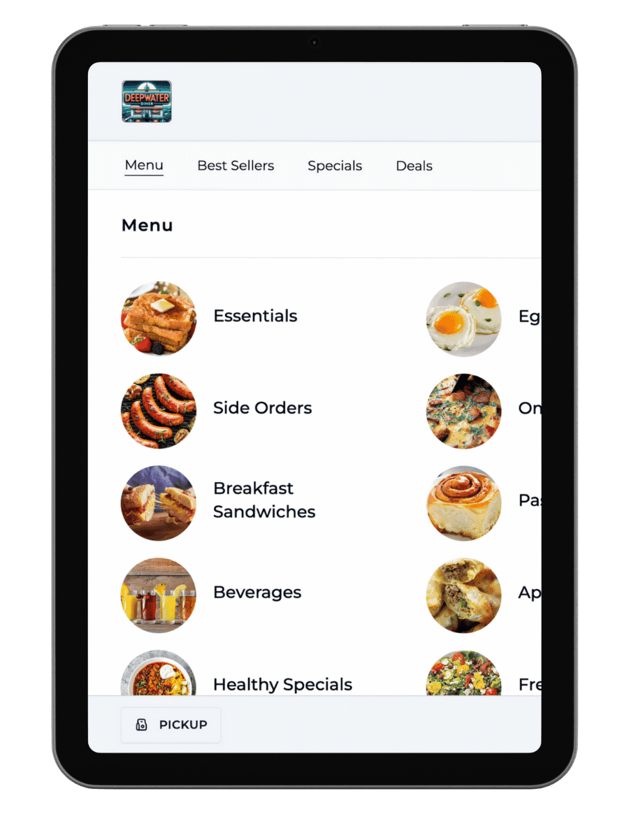 Ordering food online on a tablet