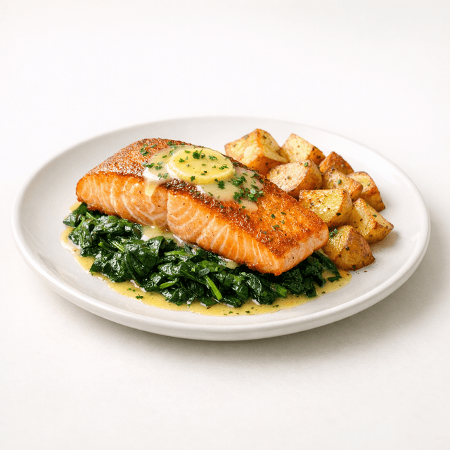 Crispy Salmon with Spinach